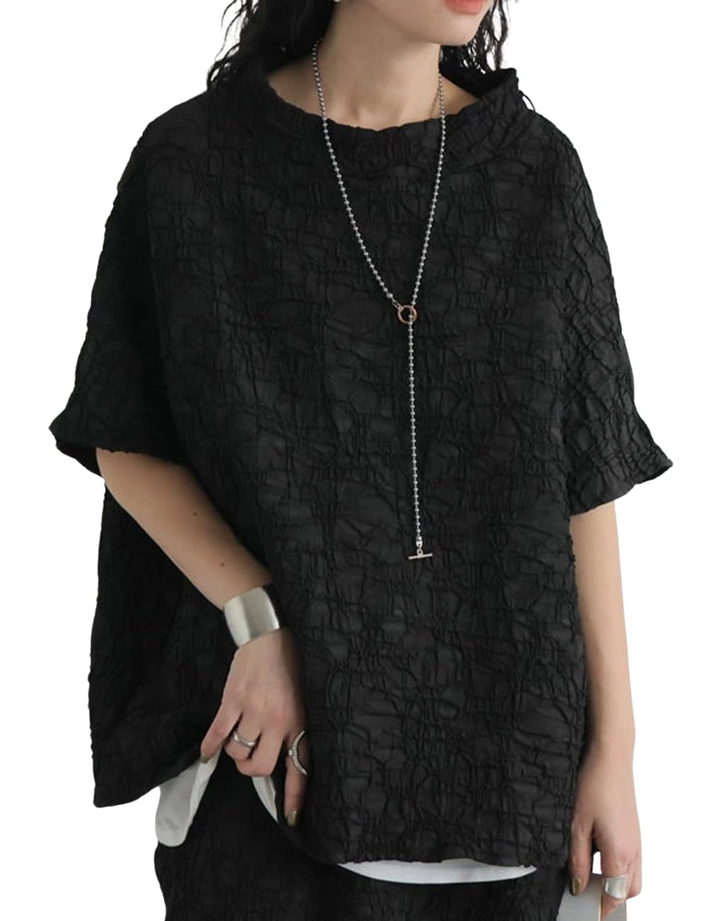 

antiqua Shirred Cut and One Size Black Women s Top, Sewn, PA-03770, 05,