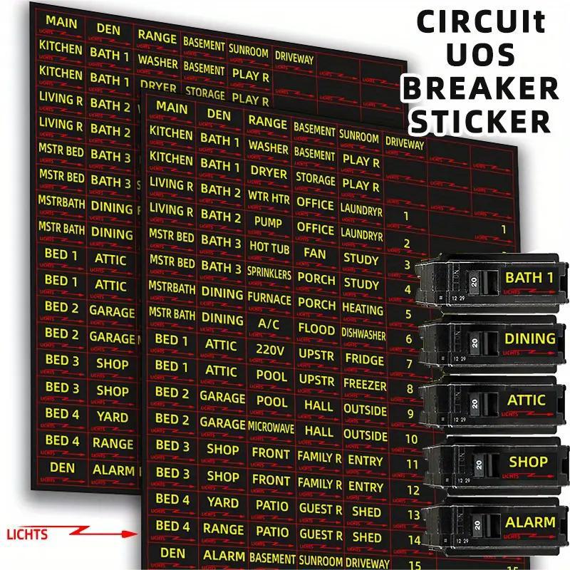 

1 Sheet/pack, 129PCS/sheet, Circuit Breaker Sticker, Fuse Box, Identification Reminder Sticker, Reminder Sticker, Convenient Identification, Household Pack of 1 чорний