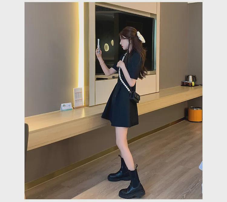 Women's Summer 2023 Slimming Suit Collar Dress – Short Sleeve, High-End Style