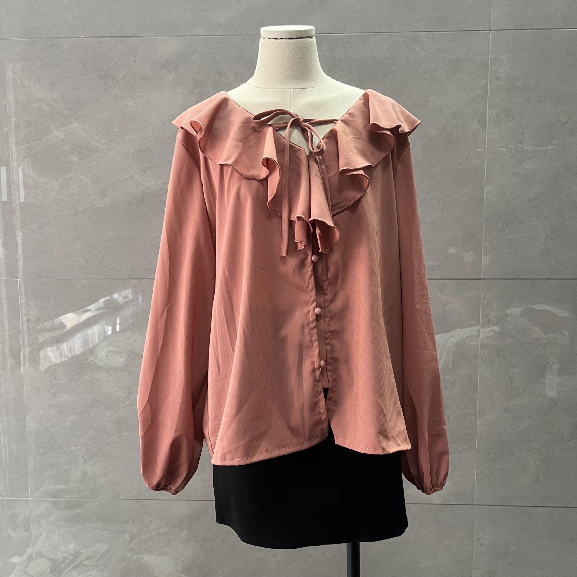 

Women s French Gentle Age-Defying V-Neck Ruffle Blouse - Lightweight, Sweet, Versatile Sunscreen Top XL (Recommended ~125 lbs)