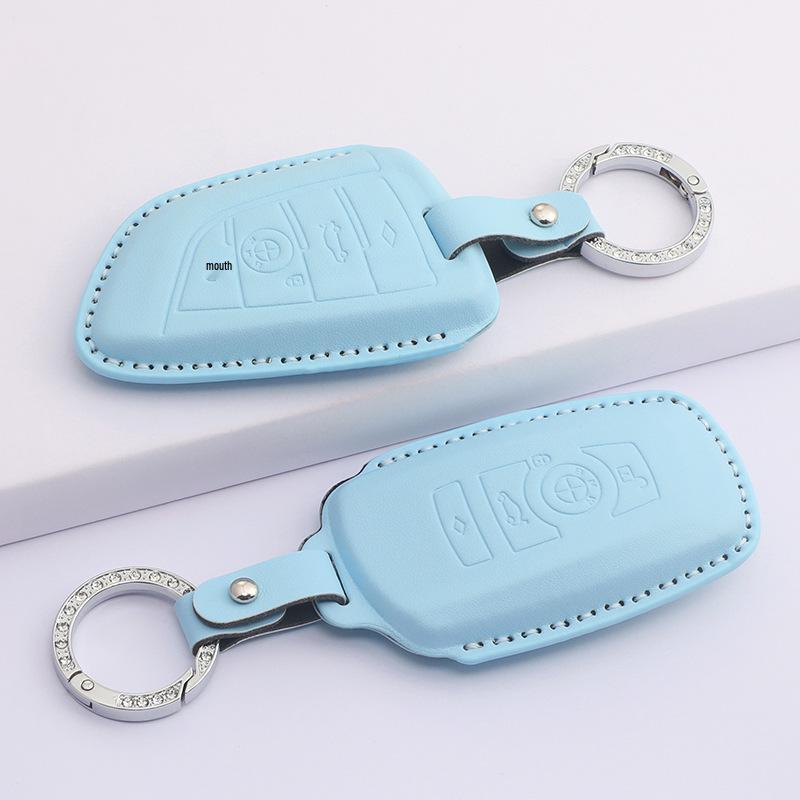 Housse en Cuir pour Clé à Lame BMW Série 5, Série 3, X3, X1, X5, X6 avec Boucle