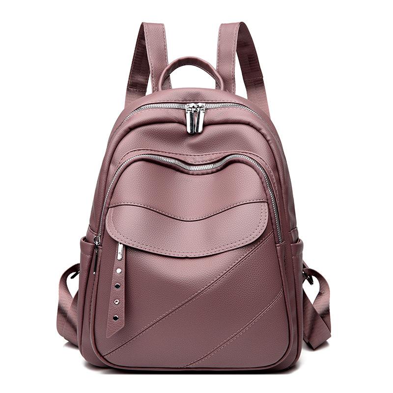 Backpack for Girls, Korean Version, New Fashionable Soft Leather Travel Bag, High-quality Student PU Backpack