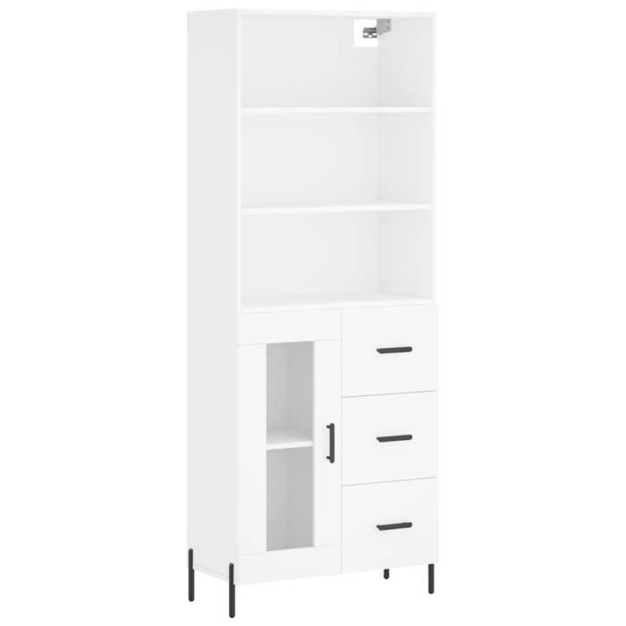 VidaXL Buffet haut Blanc 69,5x34x180 cm Bois d'ingénierie 3189517