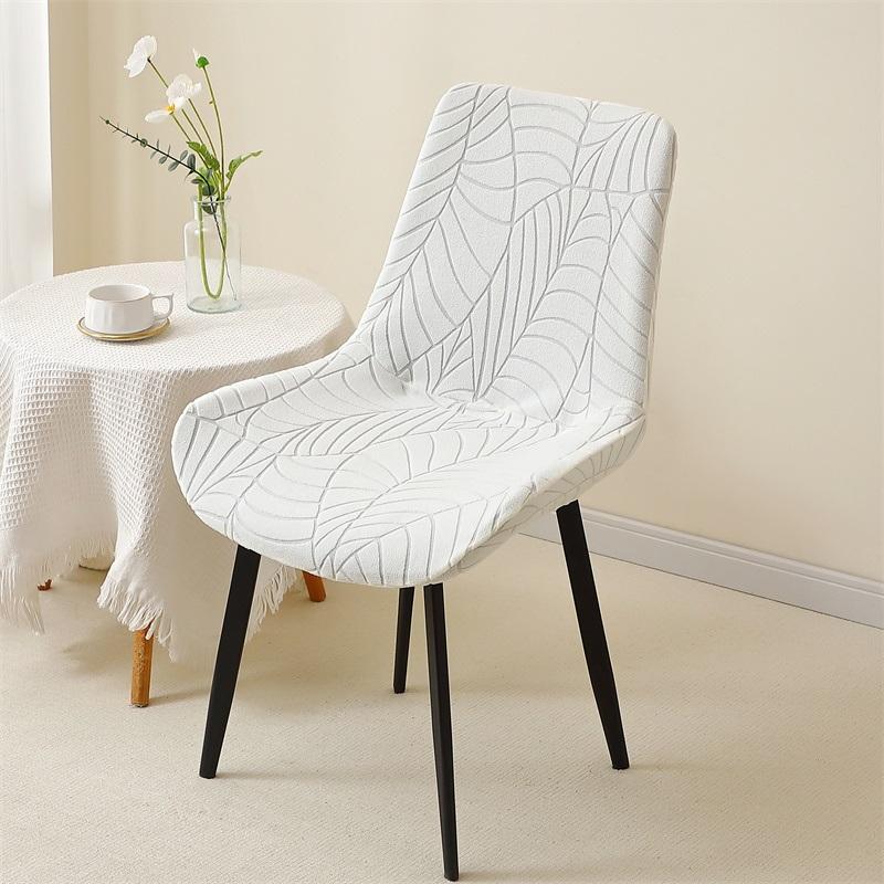 1/4/6Pcs Leaf Jacquard Curved Chair Covers Elastic Chair Slipcovers Home Chair Seat Protector For El Wedding Kitchen Banquet