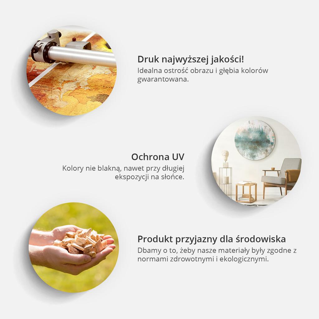Obraz Okrągły - Stonowana Egzotyczna Roślinność - Delikatne Kontury Tropikalnych Krzewów Na Beżowo-Piaskowym Tle/Subtelne Egzotyczne Rośliny