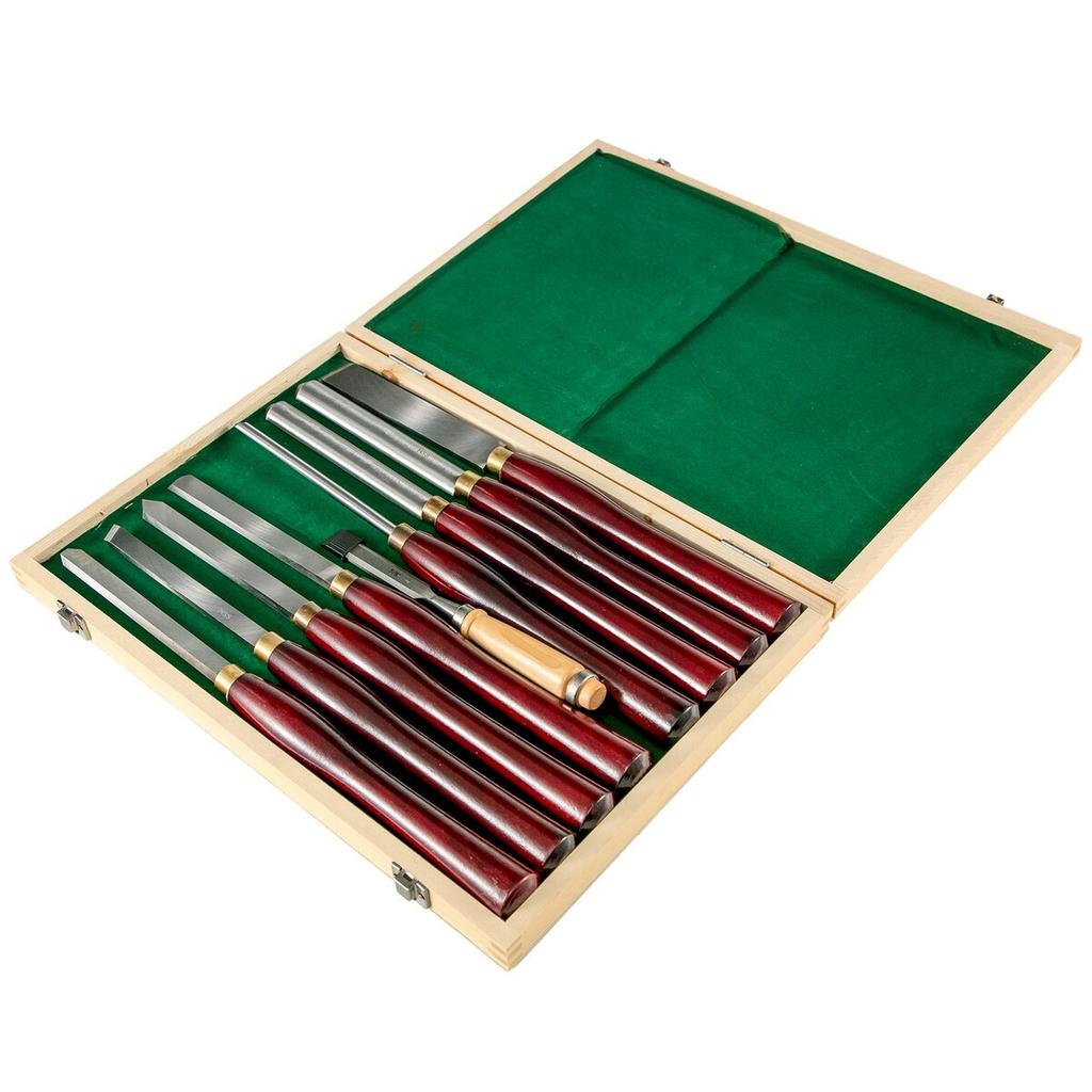 Wood Chisel Sets 8pcs Lathe Chisels 7INCH/17CM Woodworking Chisels 9INCH Wood Lathe Tools Wood Chisels Lathe Tools Wood Tool Box for Wood Carving Root