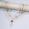 Cross Pendant Necklace For Women With Rhinestone And Geometric Star Design For Fashion Jewelry