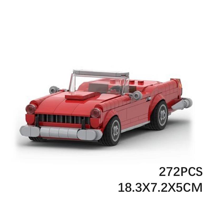 MOC Retro Roadster Model Building Blocks Small Particle Assembly Toy