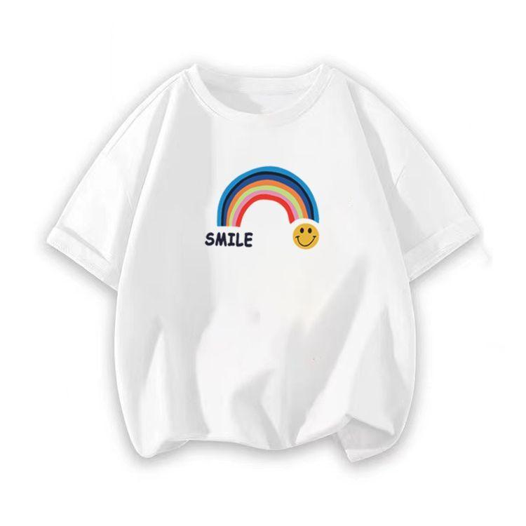 Boys short-sleeved t-shirt summer new girls short-sleeved cotton new middle and large children bottoming shirt baby top t