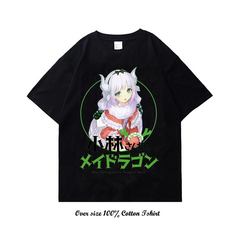 Anime Miss Kobayashis Dragon Maid Graphic Print T Shirt Fashion Plus Size Cotton Crew Neck Short Sleeve T Shirt Women Unisex