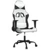 Gaming Chair with Massage Function White and Black Artificial Leather