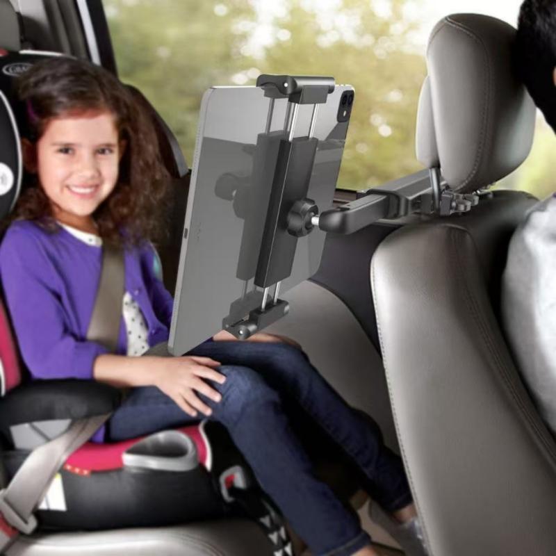 Car Seat Headrest Tablets Holder For 4.7 to 11inch Devices Featuring Adjustable Side Pull and Stable Mounting