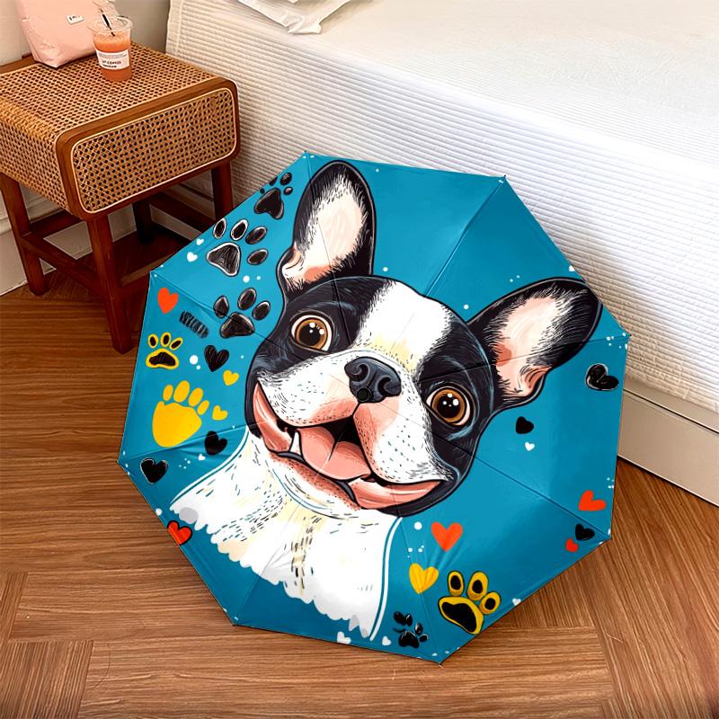 

1 PC Automatic Folding Umbrella - French Bulldog Pattern, Portable & Foldable Design with 8 Ribs, Christmas Birthday Gifts