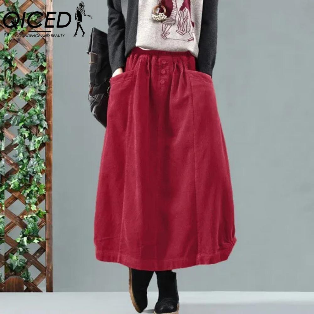 

QICED Женские модные повседневные однотонные брюки с принтом на лето и весну XXL красный