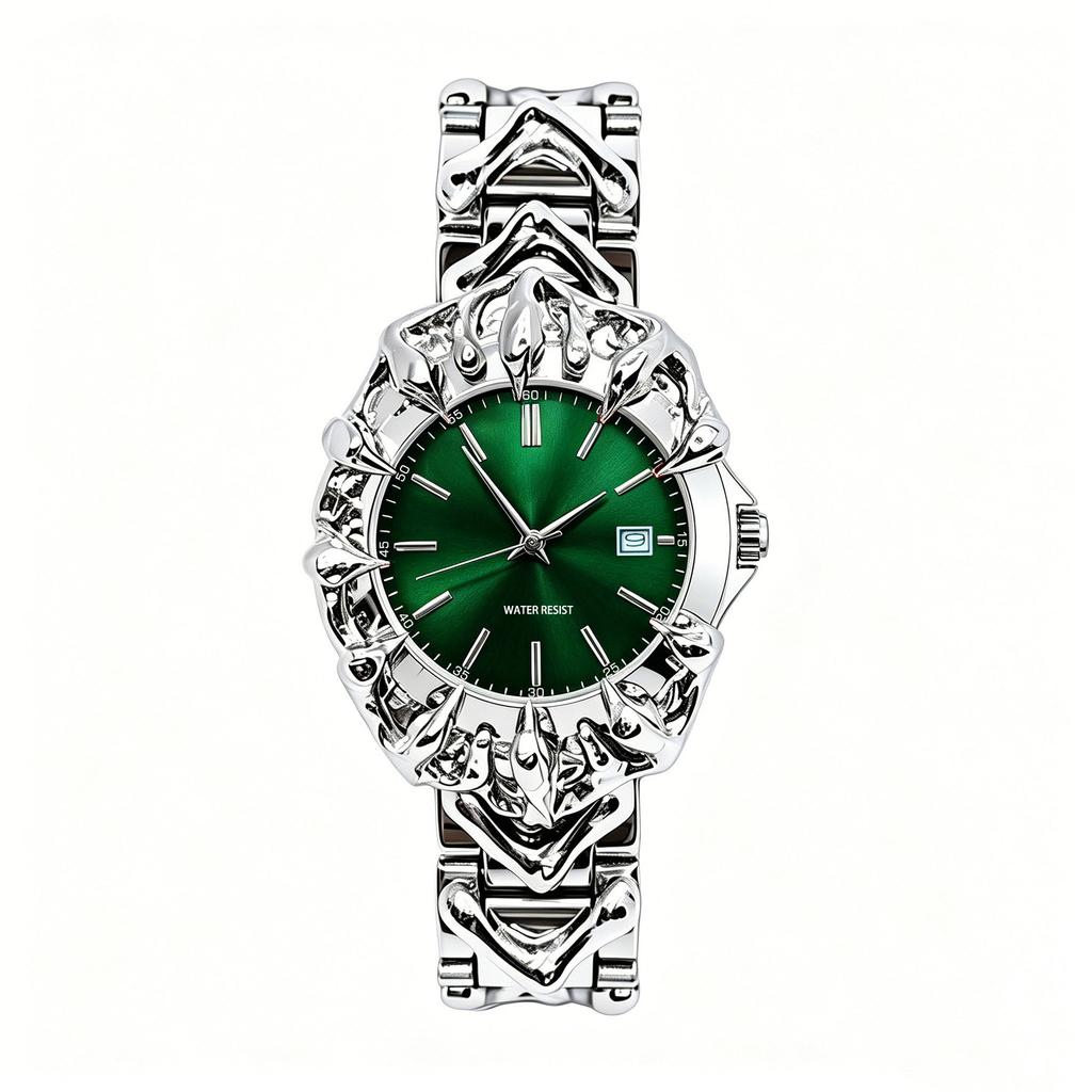 Mens Punk Style Quartz Watch Unique Claw Design Metal Bracelet Watches Waterproof with Date