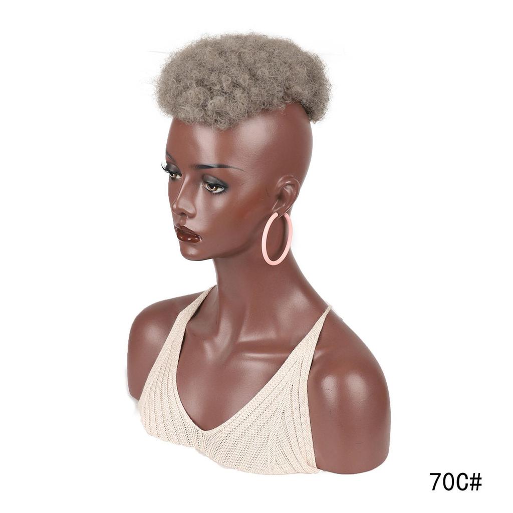 Clip In Topper Wig With 4 Clips Short Curly Black Gray For Women Hair Loss Bald Head Daily Use Synthetic Hairpiece