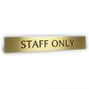 Black Box Buzz Brass Door Room Plate "STAFF ONLY" 12x2cm, Attaches with 3M Double-Sided Tape, Made In Japan