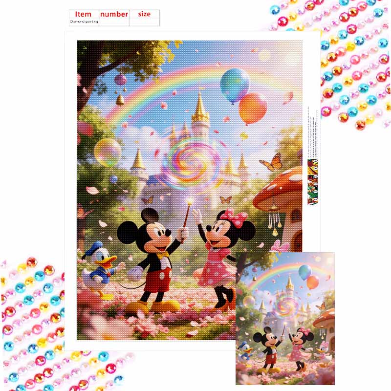 Disney Diamond Painting Kit Magical Castle and Friends Room Wall Decor Handmade Art Gift Round 20x30cm
