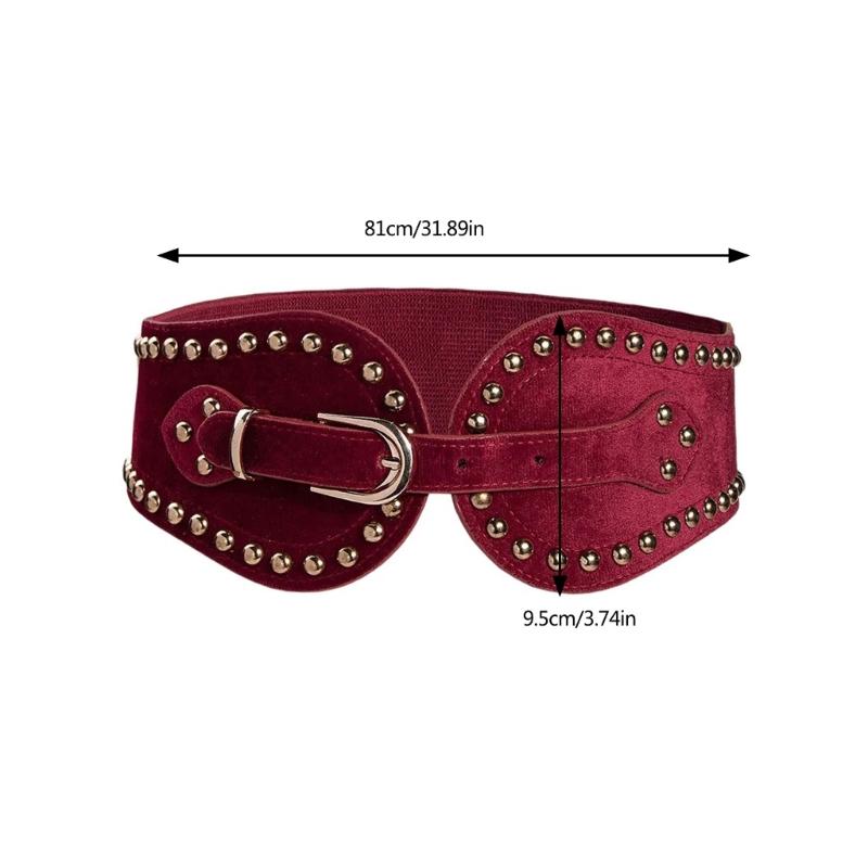 Breiter Taillengürtel Punk Kette für Cowboy Cowgirl Nieten Schnalle Retro Nietenbesetzte Schnalle Taillenkette Sexy Gürtel