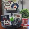 8 Pcs Patriotic Tiered Tray Decor Bundle Wood Signs Independence Day Signs American Star Decor Veterans Day Red White Blue Decorations For Inde