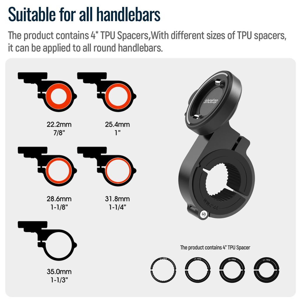 SinceTop Bicycle Phone and Detach Road Bike Phone Aluminum Construction for Bike Phone Holder for and Mountain Compatible with inch Android and