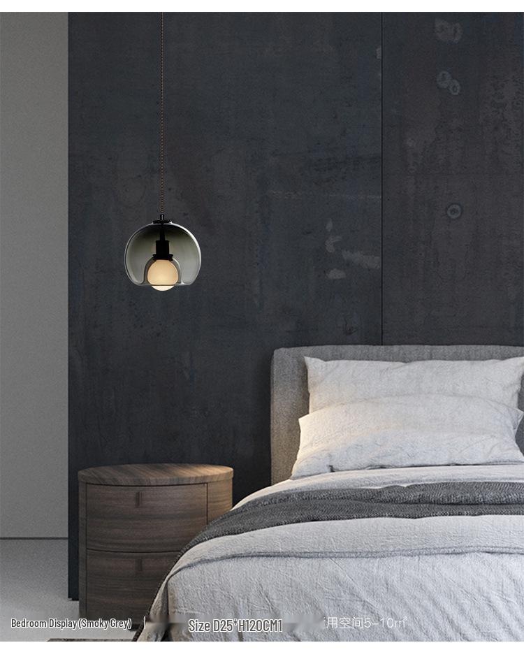 Nordic Modern Minimalist Bedside Pendant Light – Creative Single-Head Designer Glass for Bedroom/Dining Room.