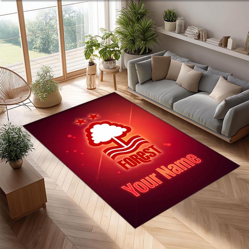 Nottingham Forest FC Printed Crystal Velvet Rug Non‑Slip Crystal Velvet Carpet For Sofa Bedroom Indoor Home Decoration