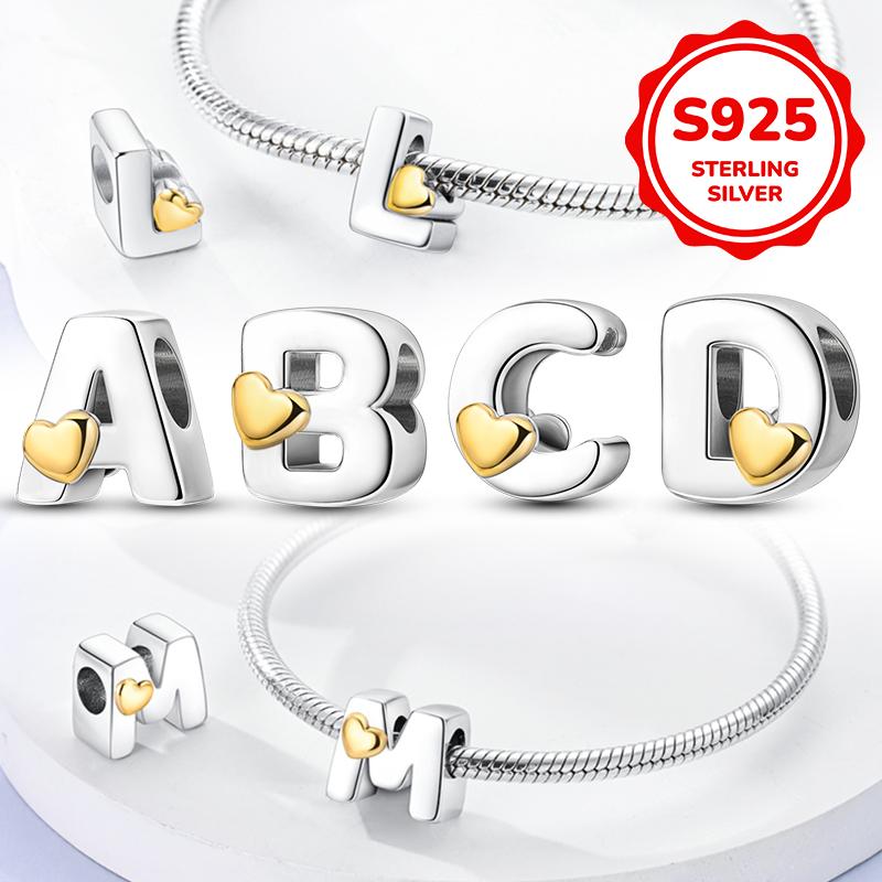 Copper Original 26 English Letter Charm Beads Fits Bracelet Bangle Necklace For Women Luxury Diy Jewelry Fine Gifts