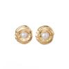 Metal Style Retro Pearl Earrings, High-End Sunflower Maple Leaf Stud Earrings, Niche Temperament Exaggerated Earrings