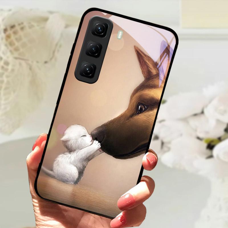 Gehärtetes Glas Case Für Infinix Hot 60 60i Hot60 Pro Plus 60Pro Handy Rückabdeckung Vollständige Abdeckung Linsenschutz Hülle Fundas Etui