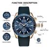 BY BENYAR Watch Watch Chronograph Analog Watch 30M Water Resistant Business Simple Stylish Popular Formal Leather Belt Quartz Watch Gift for Men Blue