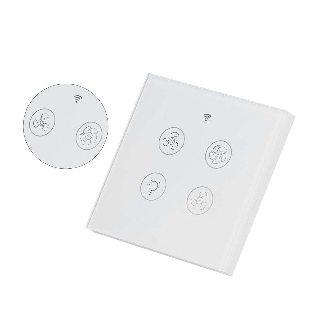 Intelligent Wifi Fan Light Switch Support RF Remote Control Voice Control 100?250V White