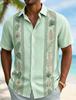 Summer Essential! Tribal Pattern Short Sleeve Shirt, Lightweight Linen Blend
