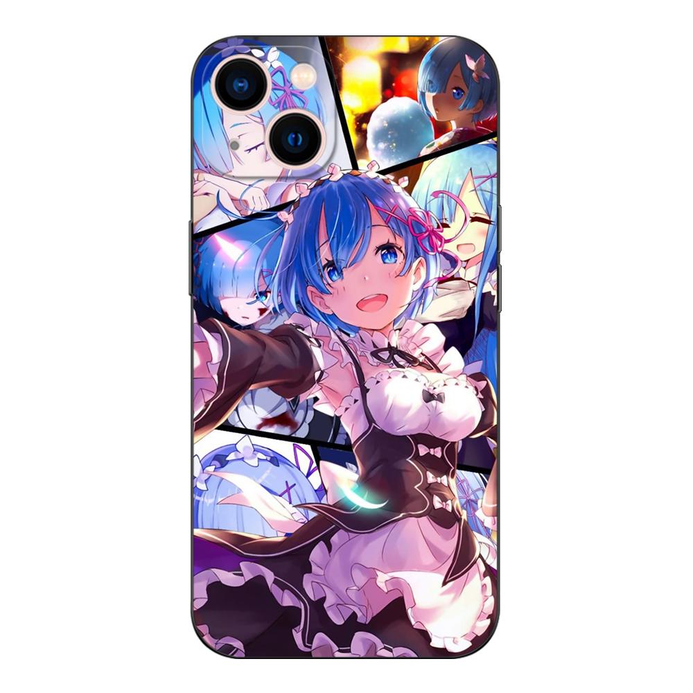 Black Tpu Case For Google Pixel 4 4A 4XL 5 5A 5XL 6 6A 7 PRO Cover Ram Rem Anime Cartoon