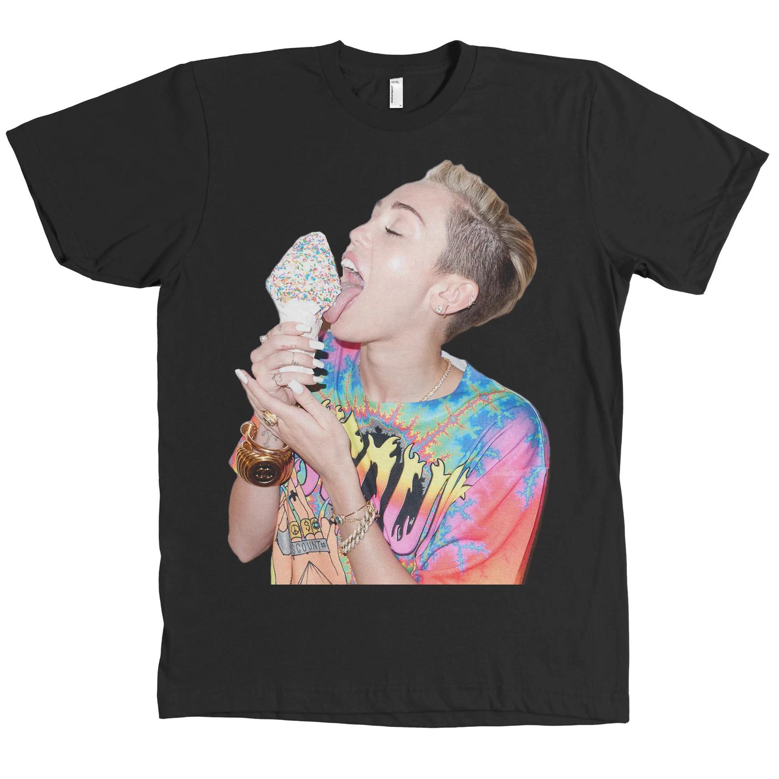 Miley Cyrus Licking Ice Cream Bella + Canvas T Shirt Tongue Bangerz Tee NEW 2XL