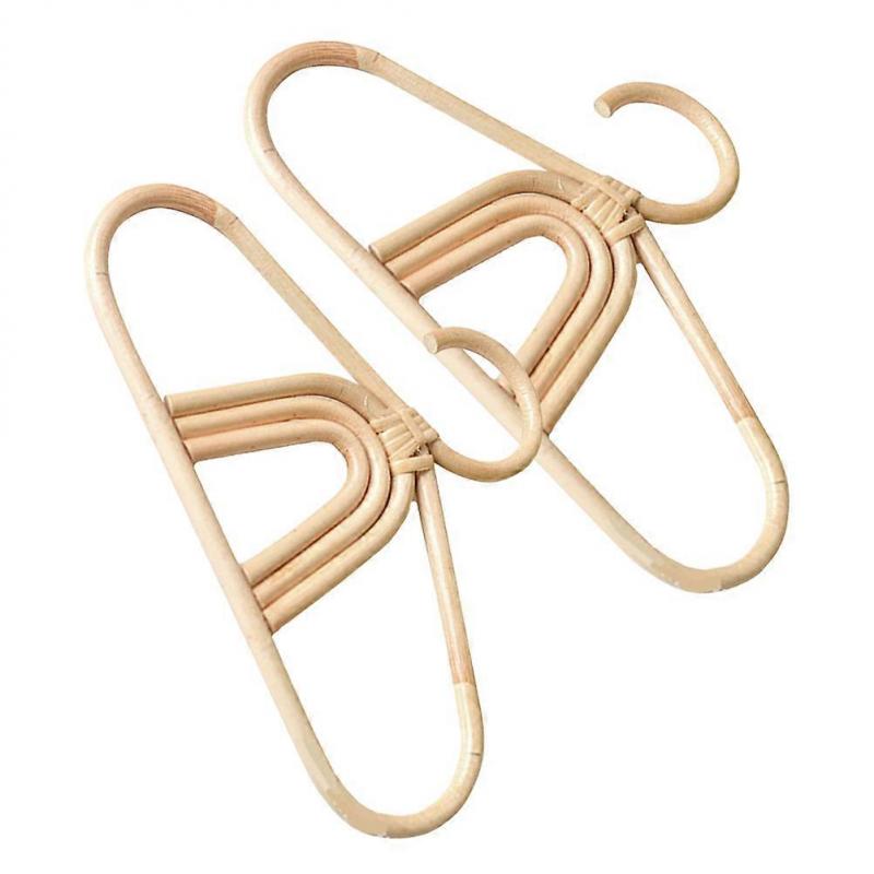 Rattan Hangers for Kids Clothes in Khaki Color with Craftsmanship for Home Use 2 pcs