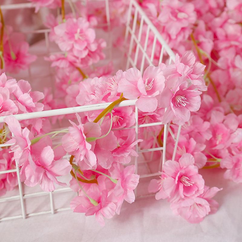 Artificial Cherry Blossom Vine – Silk Floral Decoration for Indoor Ceilings and Air Conditioning Water Pipe Covers