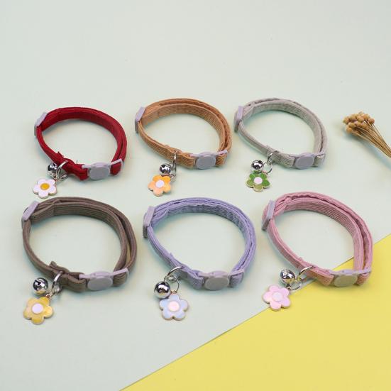 Pet Collar Flower Ornament Wear Resistant Corduroy Puppy Kitten Neck Strap Pet Necklace Photography Prop Pet Supplies