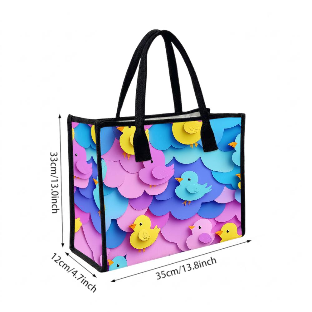 Cute Cartoon Bird Tote Bag Fashion Casual Large Capacity Daily Shopping Shoulder Handbag