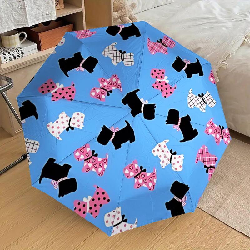 

1pc Dogs, Blue Automatic Folding Umbrella Durable Iron Frame, Iron Umbrella Structure Suitable for All Seasons yy260203131