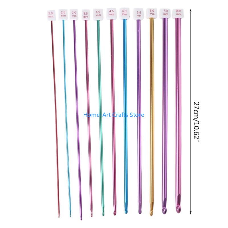 Y3NA Multicolor Tunisian Afghan Crochet Hooks, Long Aluminum Knitting Needle for Scarf Sweater Weaving