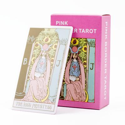Różowa Krawędź Talia Kart Tarota z Przewodnikiem 78 Kart dla Początkujących i Gry Towarzyskie Tajemnicza Planszowa Gra Divinacyjna 10,3*6cm
