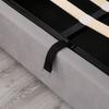 Upholstered Wingback Velvet Bed, Button Tufting, 140*200, Hydraulic Storage Bed, Slatted Frame, Underside Dirt-Repellent Black Non-Woven Fabric, Grey
