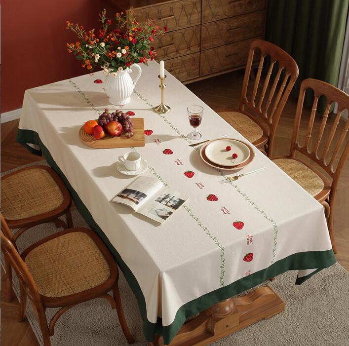 

Вышивка фруктовым узором, чехол для стола, прямоугольная ткань, скатерть, хлопок и лен, кухня, столовая, вечеринка, праздник, декор столешницы 90x140cm 1pcs