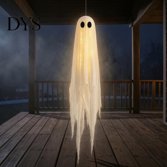 Kit Fantôme Lumineux pour la Maison 3 Pièces Grands Fantômes Suspendus Lumineux Décoration d'Halloween, 1.2M + 1.5M Extérieur Intérieur Jardin Scènes de Fête Volants Effrayants avec
