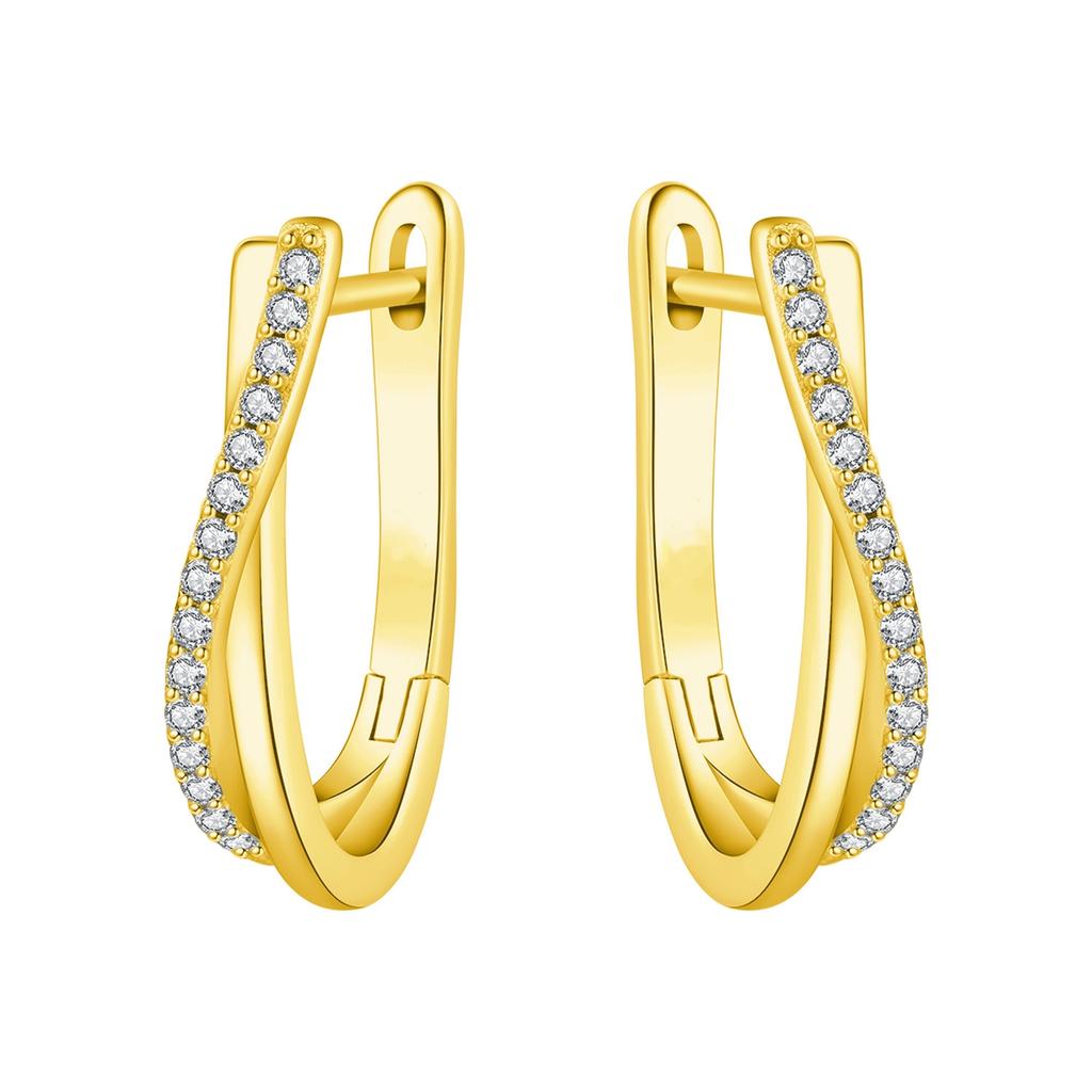 Exquisite Colorful Zircon Hoop Earrings for Women Copper Silver Plated Earrings Jewelry for Wedding Engagement Party