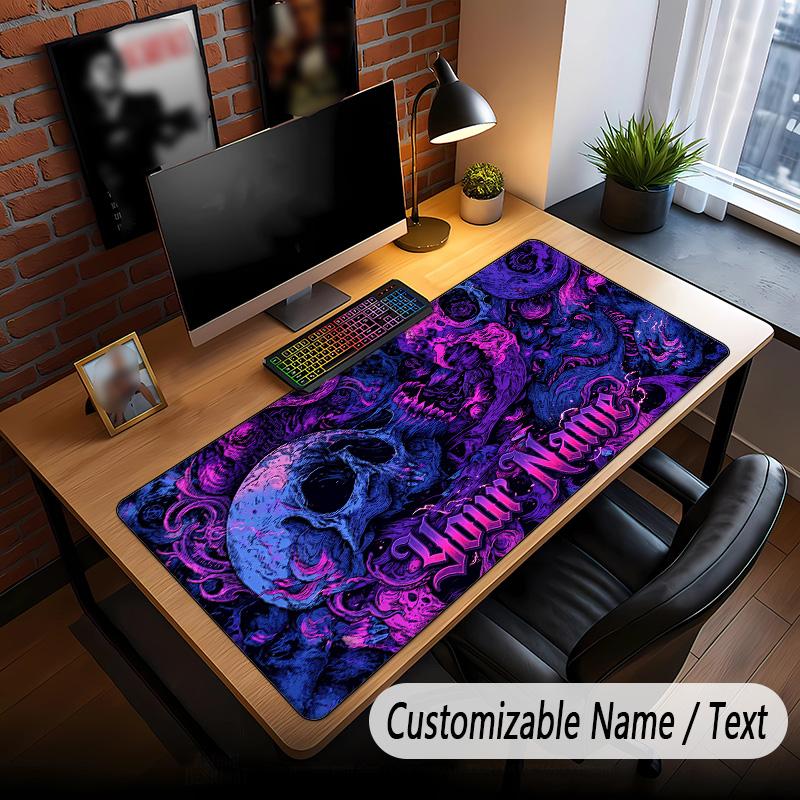 Skull Gothic Theme Custom Mouse Pad Personalized With Name Text Customized Desk Mat For Office Home Decor