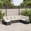 VidaXL Garden Lounge Set 8 Pcs with Cushions Black Wicker 3325632