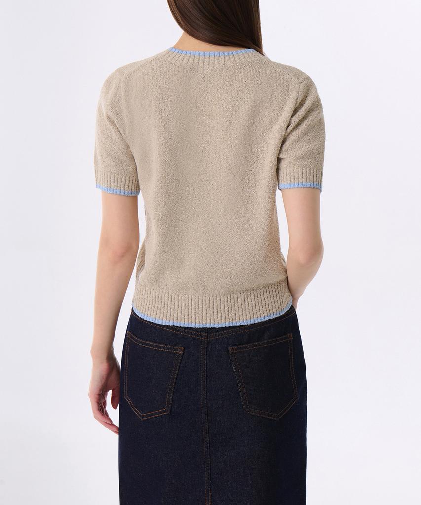MUSINSA STANDARD WOMAN Women'S Mini Boucle Ringer Short Sleeve Knit [Beige/Sky Blue]