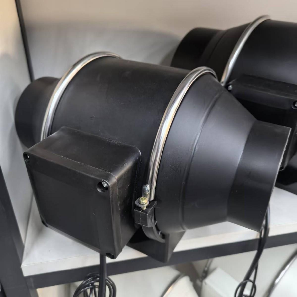 

Black Half-Ring Pipe Fan with Four-Speed Remote Control and DC Variable Frequency EC Model HZ-100 with 4-speed remote control